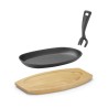 Ketaus lėkštė su mediniu pagrindu ir rankena, HENDI, Juodas, 280x143x(H)33mm, Ovale
